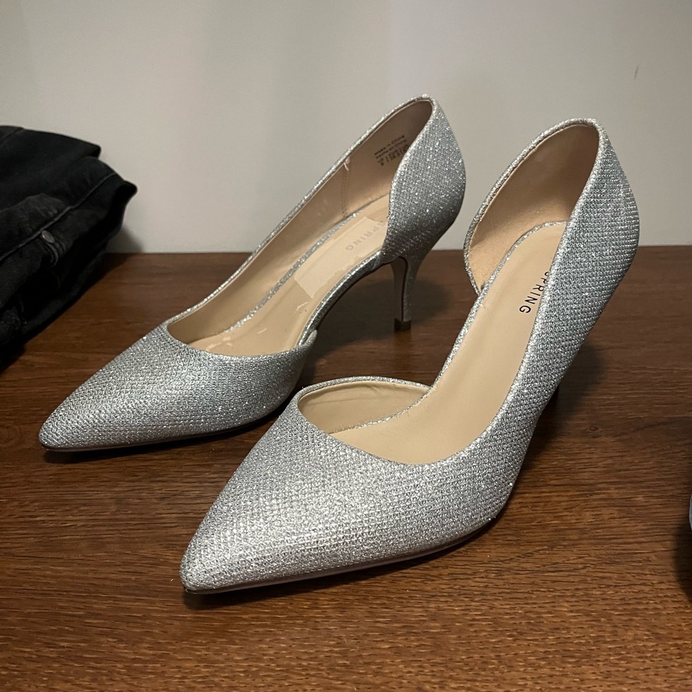 Call It Spring Women’s silver sparkling heels